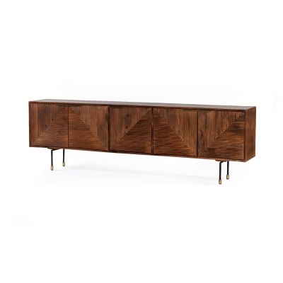 Fluted 5 door Sideboard 254x40x79cm -FMSB003BRW