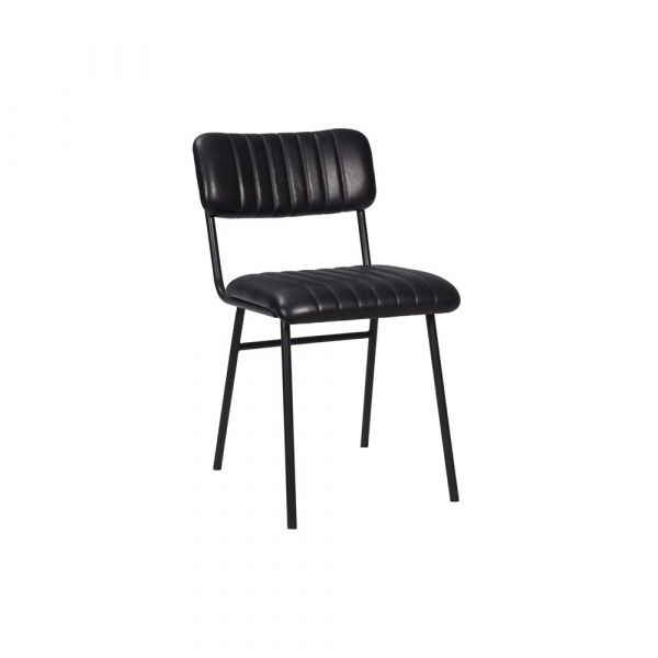 2 Pc Mugello Leather Chair Black 44x55x80 cms -DLCM011BLC