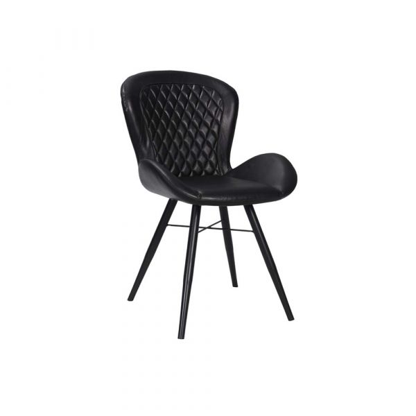 2 Pc Zandvoort Leather Chair Black 52x61x86 cms -DLCZ017BLC