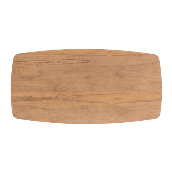 Teak Veneer Curved Rectangular Table Top Only 180x90x3 cms - TVRDT180NAT