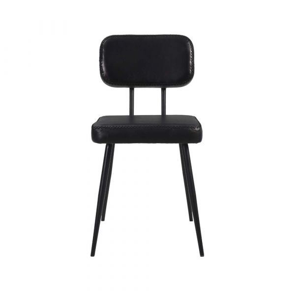 2 Pc InterLagos Leather Chair Black 42x54x76 cms - DLCI019BLC