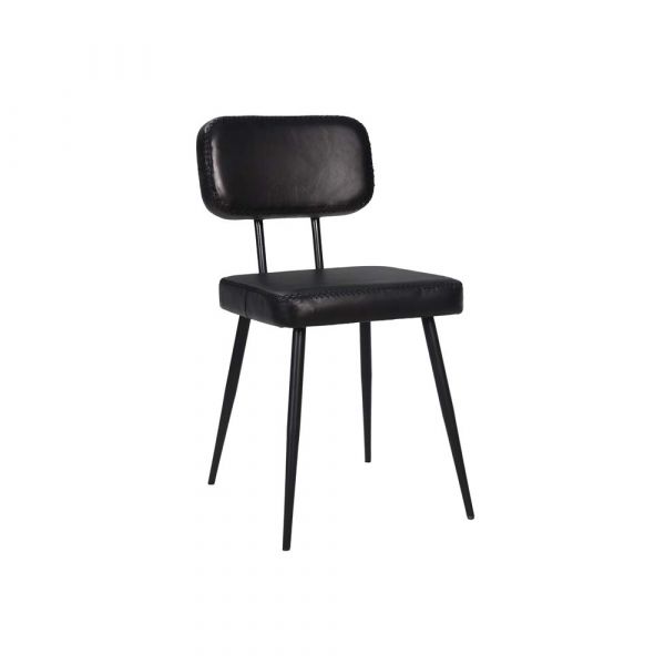 2 Pc InterLagos Leather Chair Black 42x54x76 cms - DLCI019BLC