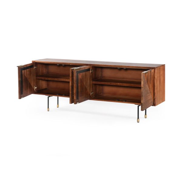 Fluted 4 door Sideboard 204x40x79cm -FMSB002BRW