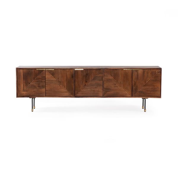 Fluted 5 door Sideboard 254x40x79cm -FMSB003BRW