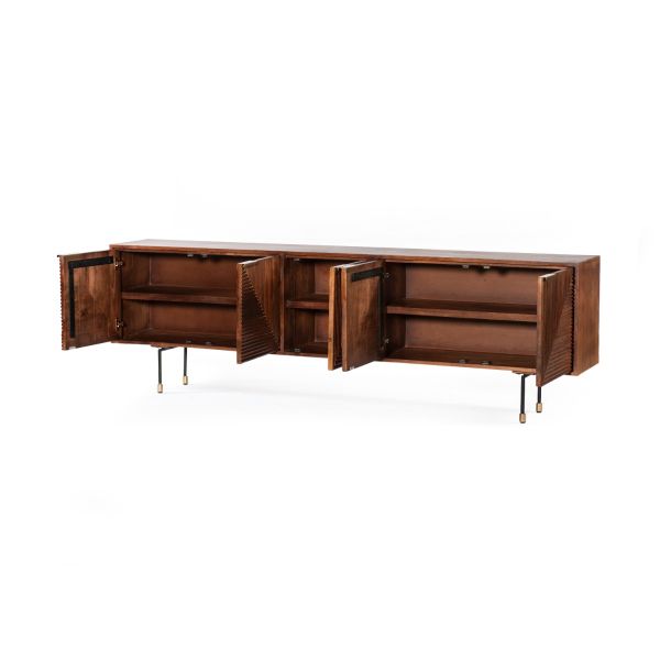 Fluted 5 door Sideboard 254x40x79cm -FMSB003BRW