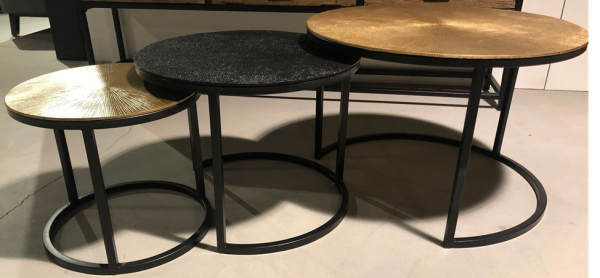 Set of 3 Coffee Table 70x70x50, 53x53x45, 35x35x40-MACT012BRS