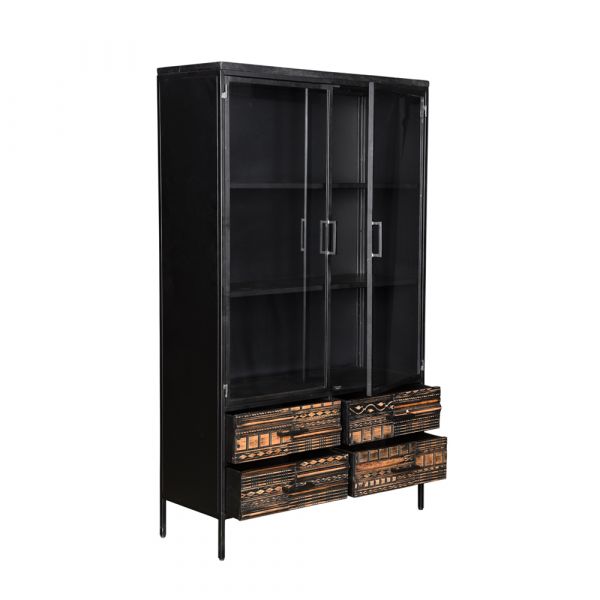 Malibu Cabinet  With  2 Door 4 Drawer 120x40x190 cms -MMCB001BLC