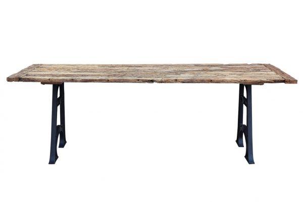 Railway Sleeper Table Top 140x70x4 cms with cast Iron Poot