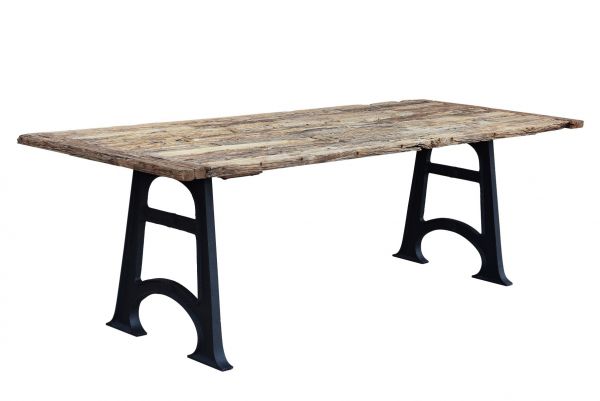 Railway Sleeper Table Top 140x70x4 cms with cast Iron Poot