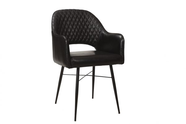 Gasly Leather Chair - Black 58x60x95 cms-DLCG027BLC